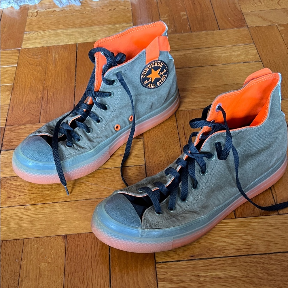 Converse Canvas High-Tops - Green and Orange